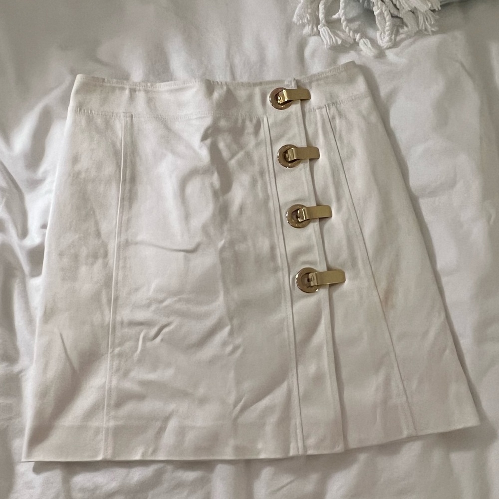Tory Burch White Skirt with Gold Hardware